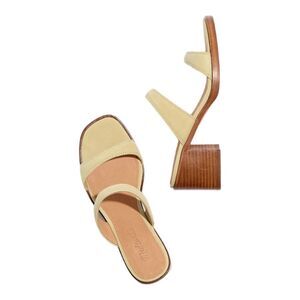 Madewell Leather Pale Lichen The Saige Double Strap Slide Heel Sandals Size‎ 10